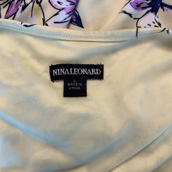 Nina Leonard Sleeveless Faux Wrap Maxi Dress Women’s SZ Large in Yellow Floral - Picture 7 of 8